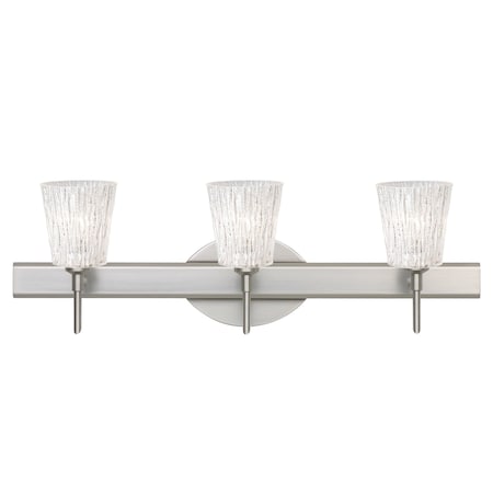 Besa Lighting Nico 4 Vanity, Glitter Stone, Satin Nickel Finish, 3x40W Halogen 3SW-5125GL-SN